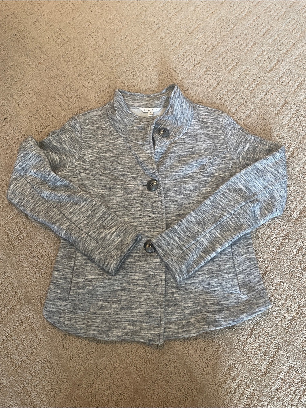 CAbi Gray Marled Button-Up Stand Collar Jacket